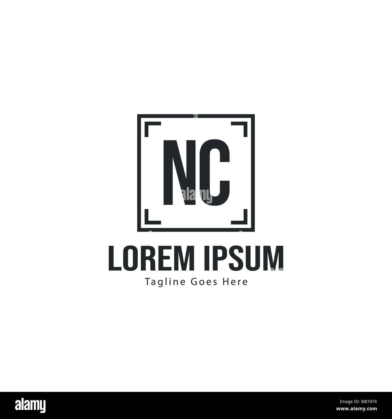 Erste NC-logo Vorlage mit modernen Rahmen. Minimalistische NC schreiben logo Vector Illustration Design Stock Vektor