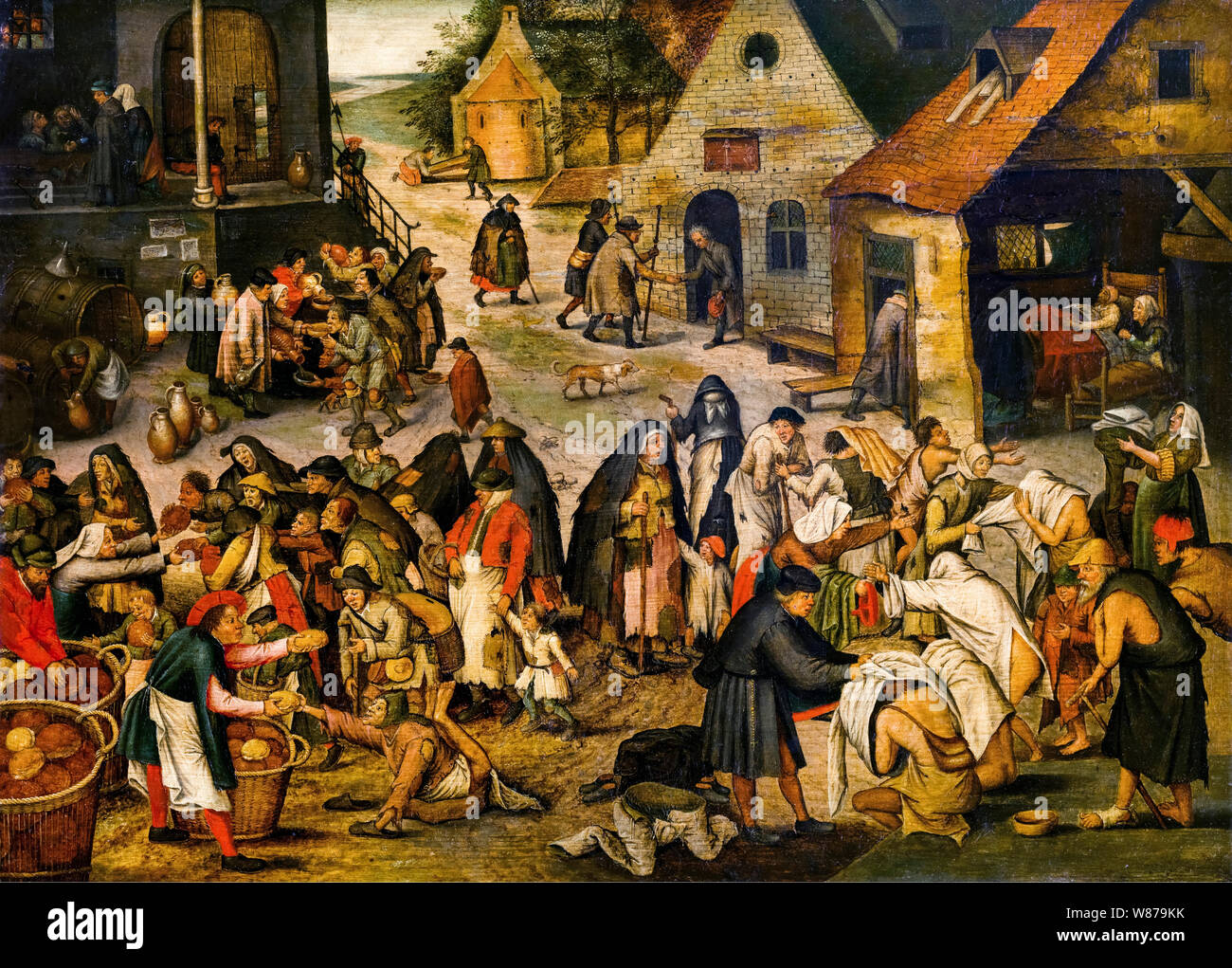 Pieter Brueghel der Jüngere, Werke der Barmherzigkeit (die Taten der Barmherzigkeit), Malerei, 1600-1638 Stockfoto