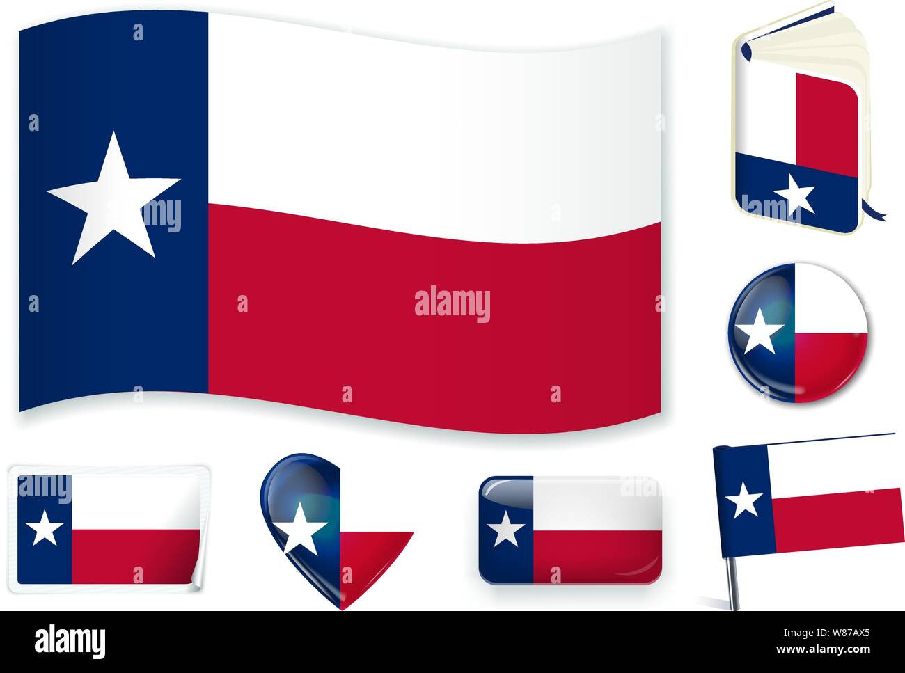 Texas Flag. Vector Abbildung 3 Schichten. Schatten, Flagge, Licht und Schatten. Sammlung der Welt Fahnen. Präzise Farben. Einfache Änderungen Stock Vektor