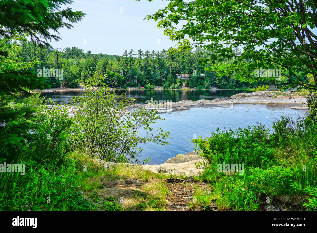 High Falls Park in Bracebridge, Ontario, Kanada, einen Outdoor Paradies in der Nähe des Algonquin Park. Auf der Muskoka River. Stockfoto