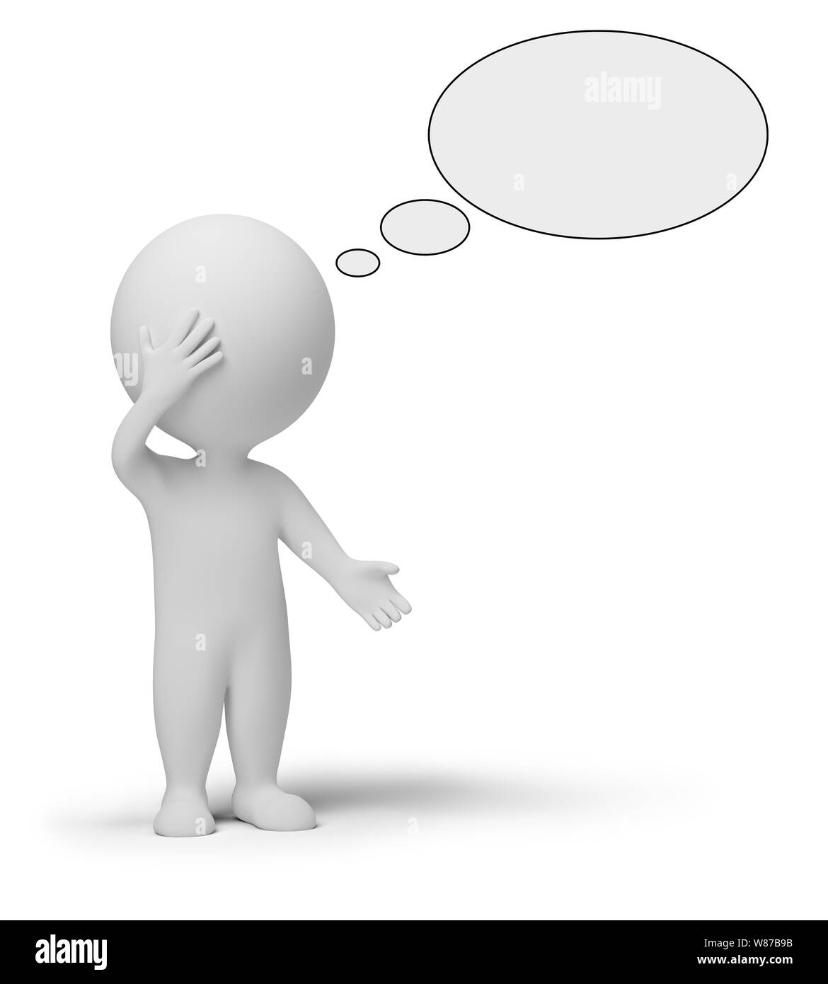 3d kleine Menschen mit leeren Idee Blase. 3D-Bild. Isoliert weißer Hintergrund. Stockfoto