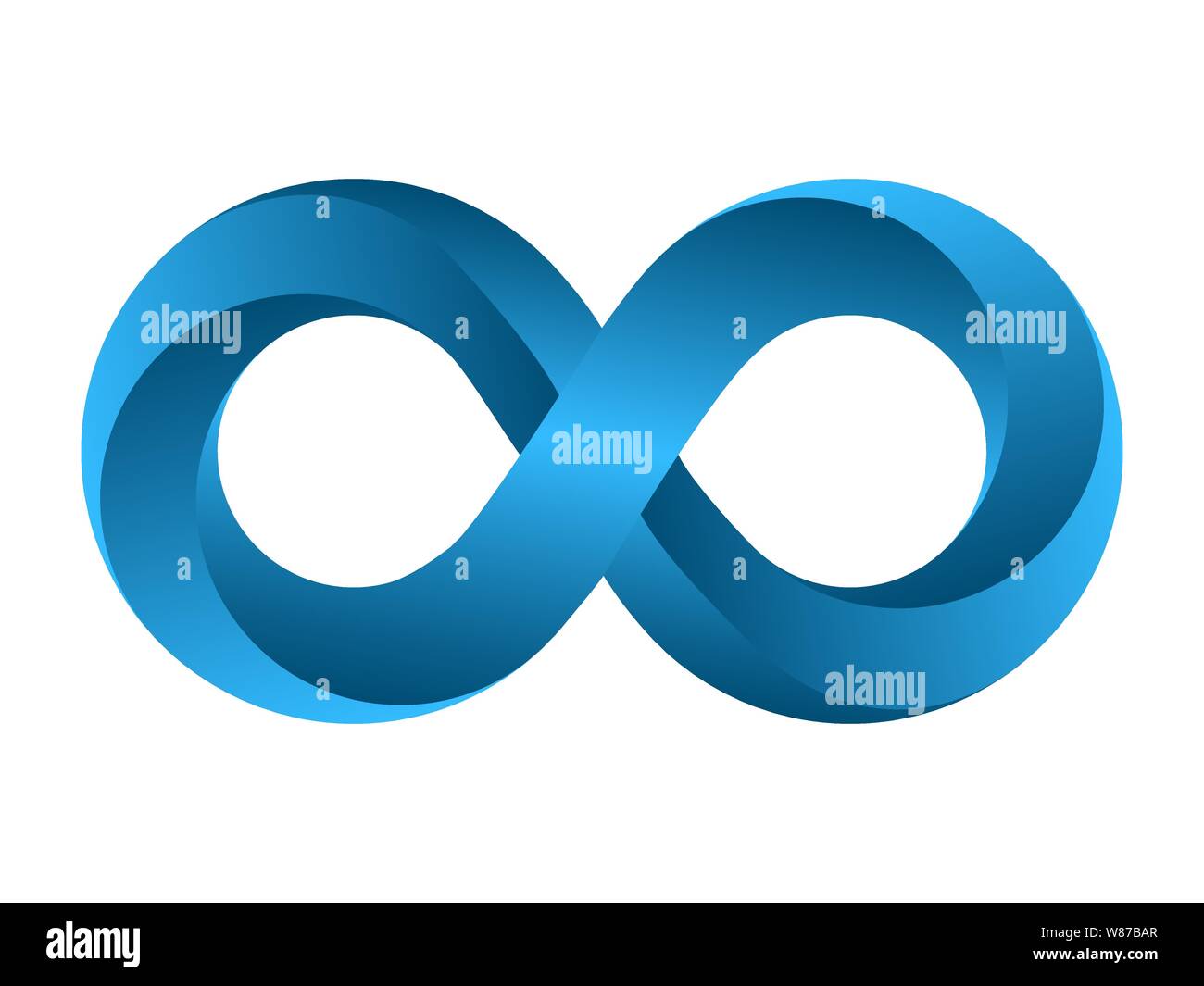 Vector Illustration. Infinity mathematische Symbol im flachen Stil mit Schatten. Auf weiß isoliert. Stock Vektor