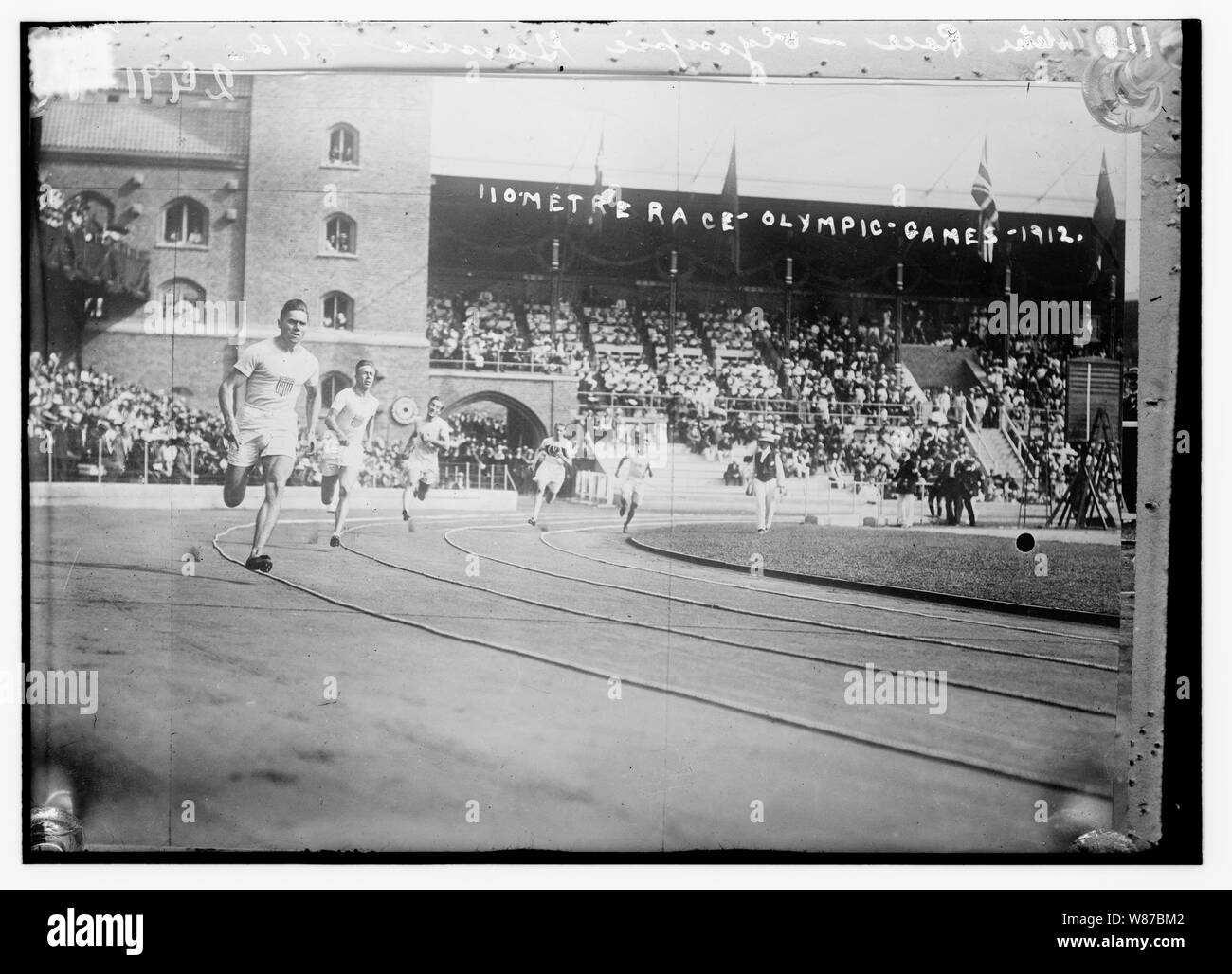 110-Meter-Rennen - Olympische Spiele - 1912 Stockfoto