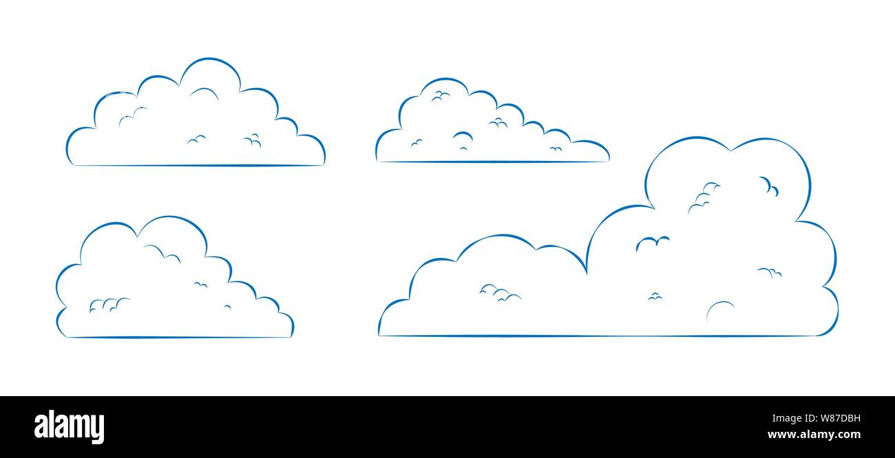 Vector Illustration der abstrakten Hand gezeichnet cumulus Wolken, flache Bauform. Stock Vektor