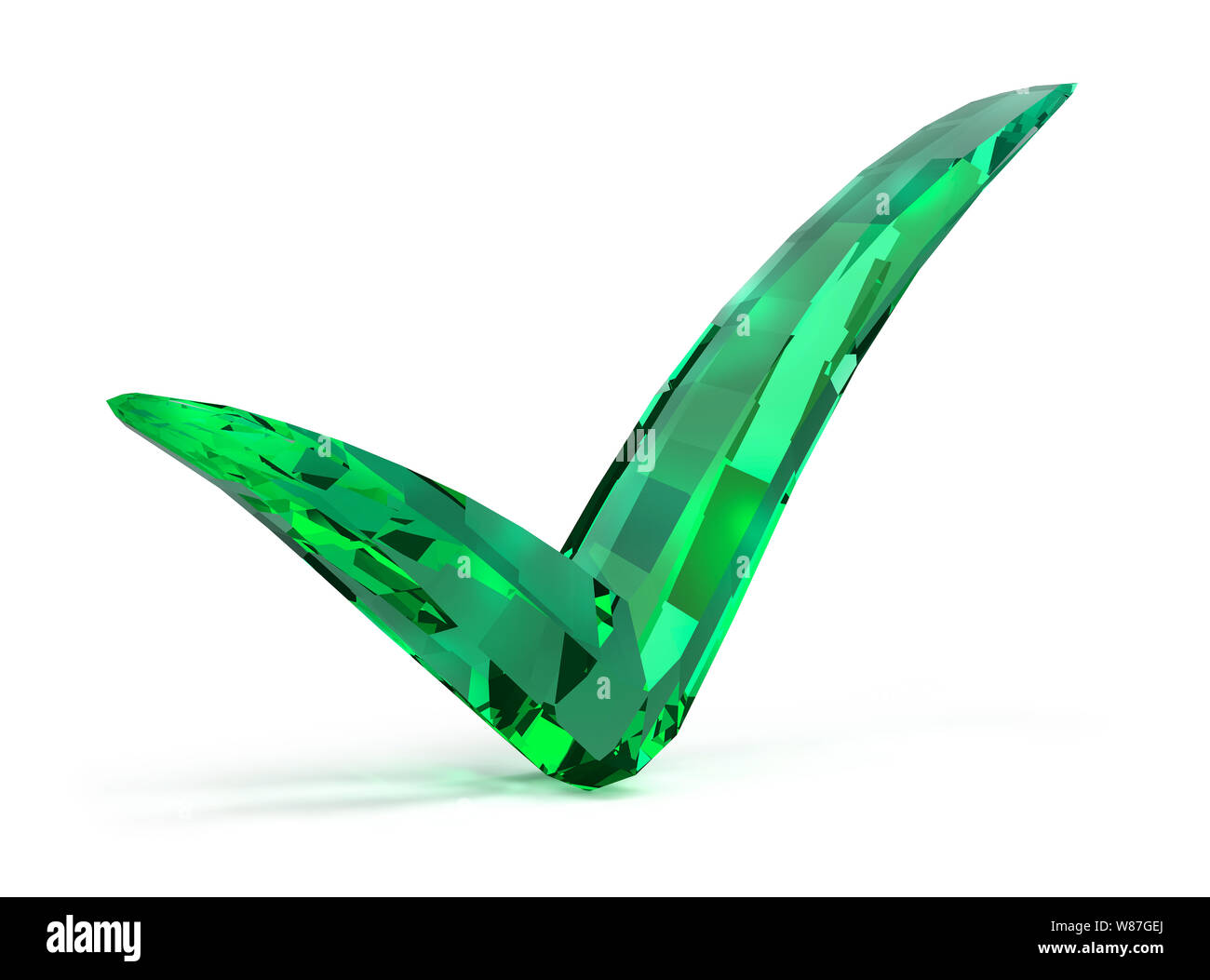 Emerald überprüft. 3D-Bild. Isoliert weißer Hintergrund. Stockfoto