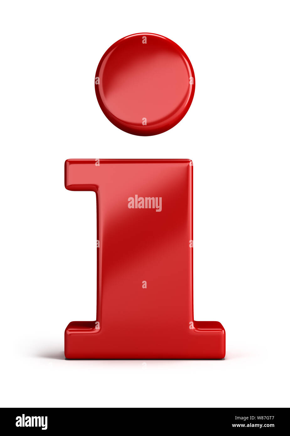 Rotes Symbol Info. 3D-Bild. Isoliert weißer Hintergrund. Stockfoto