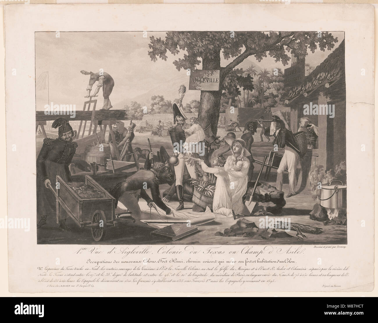 1 ere Vue d'Acon, colonie du Texas ou Champ d'asile. Berufe des nouveaux Doppelpunkte, Fort Henri chemin Couvert qui mène au fort ed Wohnung d'un Doppelpunkt Stockfoto