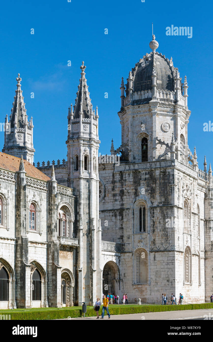 Lissabon, Portugal. Das Hieronymus-kloster oder das Kloster der Hieronymites. Das Kloster gilt als ein Triumph der manuelinischen Architektur ein Stockfoto