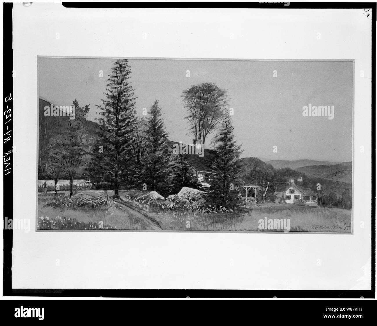 5. Fotokopiert Juni 1978 RECHTS ROBERTSON WASSER FARBE, CA. 1915. MACNAUGHTON FERIENHAUS VON OBEN FUNKTIONIERT. Quelle: ARTHUR CROCKER, TAHAWUS CLUB. - Adirondack Eisen & Stahl Unternehmen, neuen Ofen, den Hudson River Tahawus, Essex County, NY Stockfoto