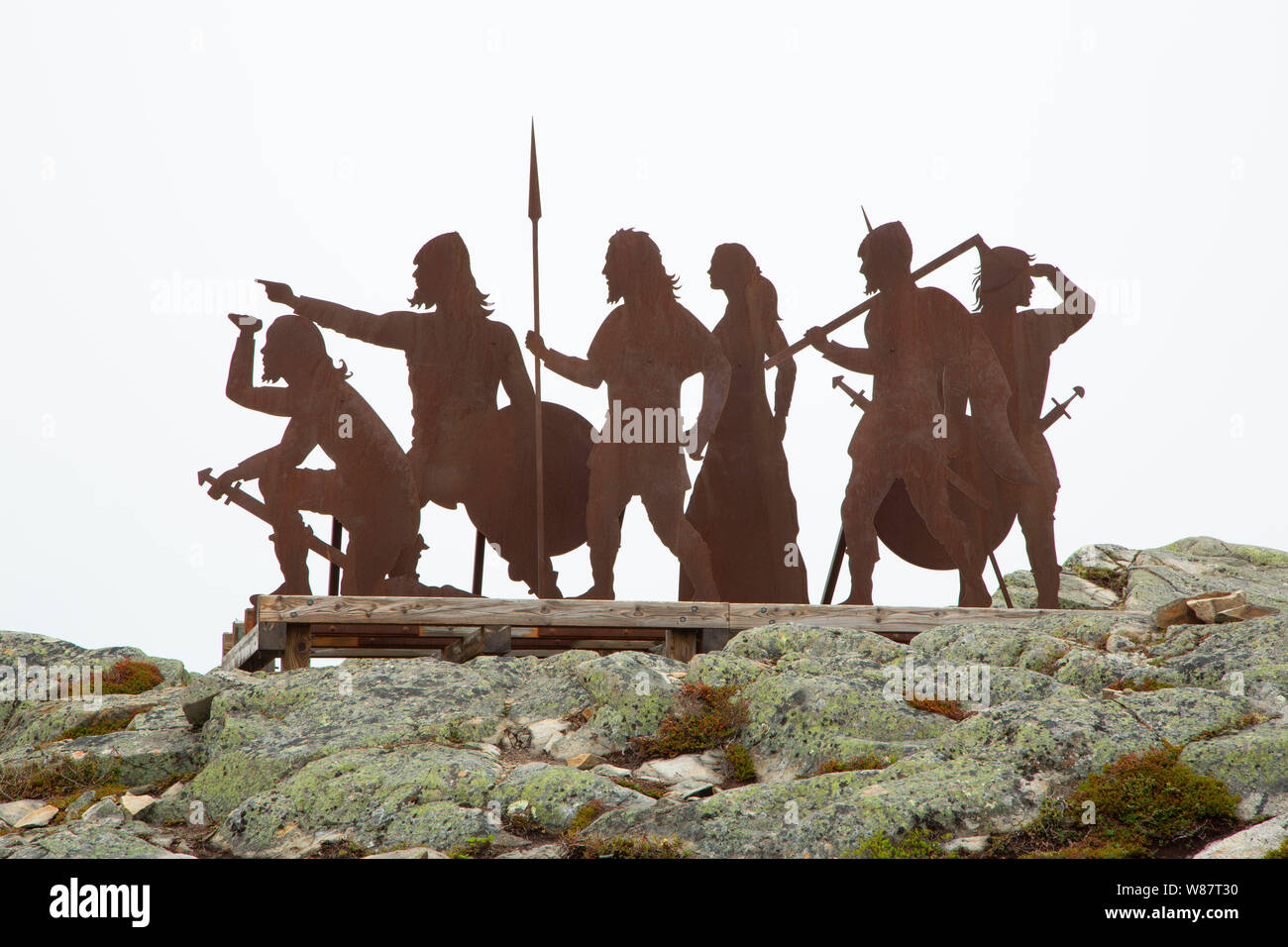 Viking Skulptur, L'Anse aux Meadows National Historic Site, Neufundland und Labrador, Kanada Stockfoto