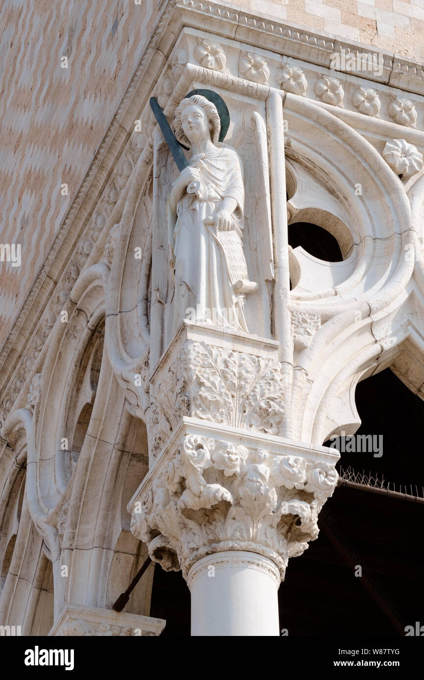 Doge's Palace Architektur Detail, Venedig, Italien Stockfoto