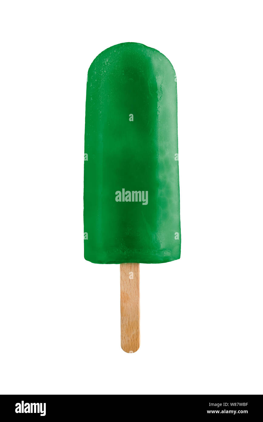 Mint Eis am Stiel, auf weißem Hintergrund Stockfoto