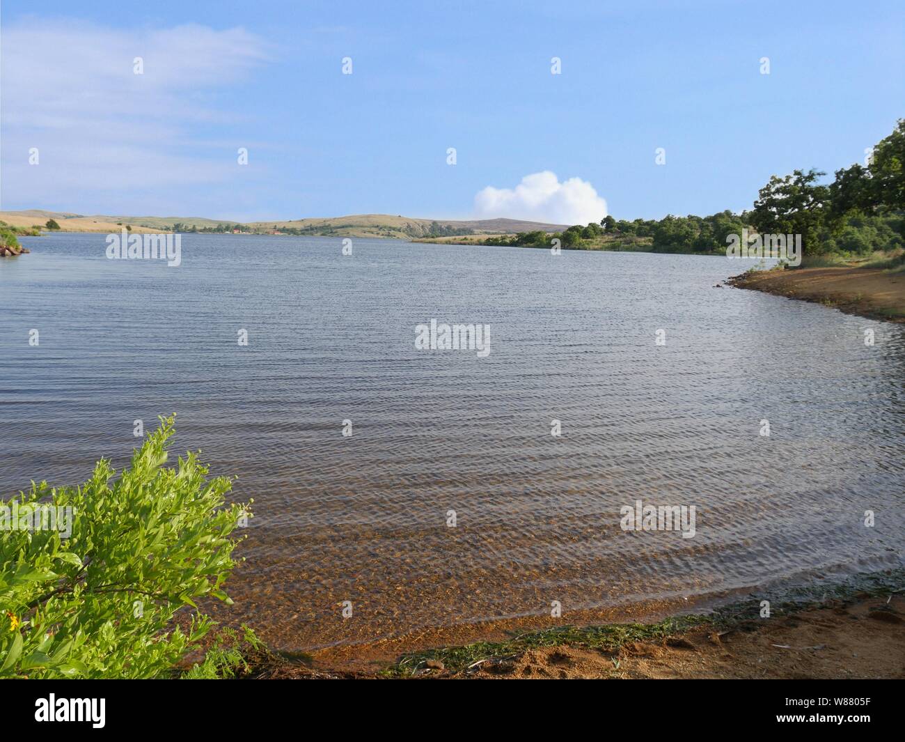 Blick auf den See Elmer Thomas, Comanche County, Oklahoma in den späten Nachmittag. Stockfoto