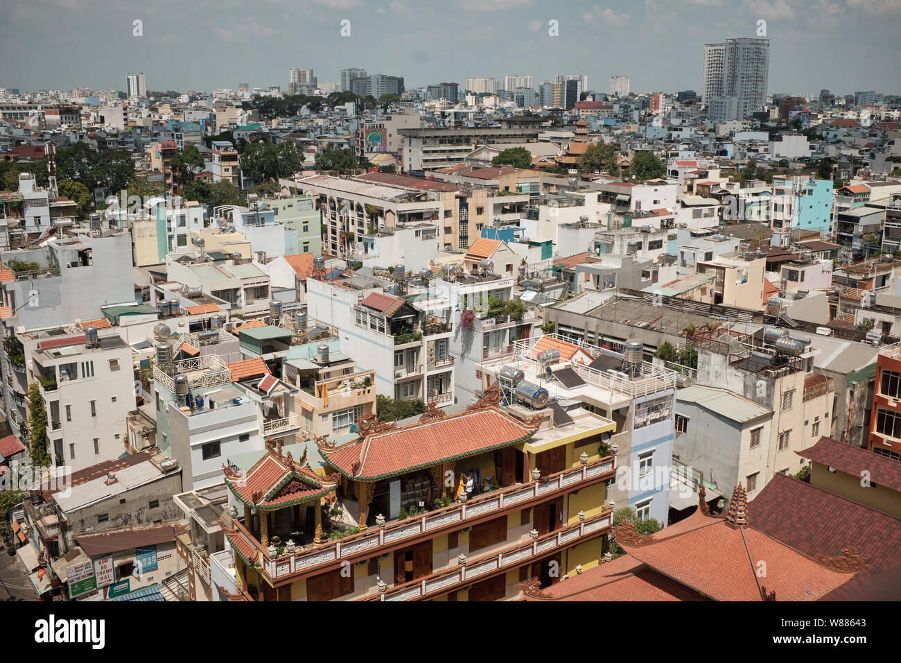 Ho Chi Minh City, Vietnam - 02/17/2019: Luftbild über die Hauptstadt von Vietnam. Stockfoto