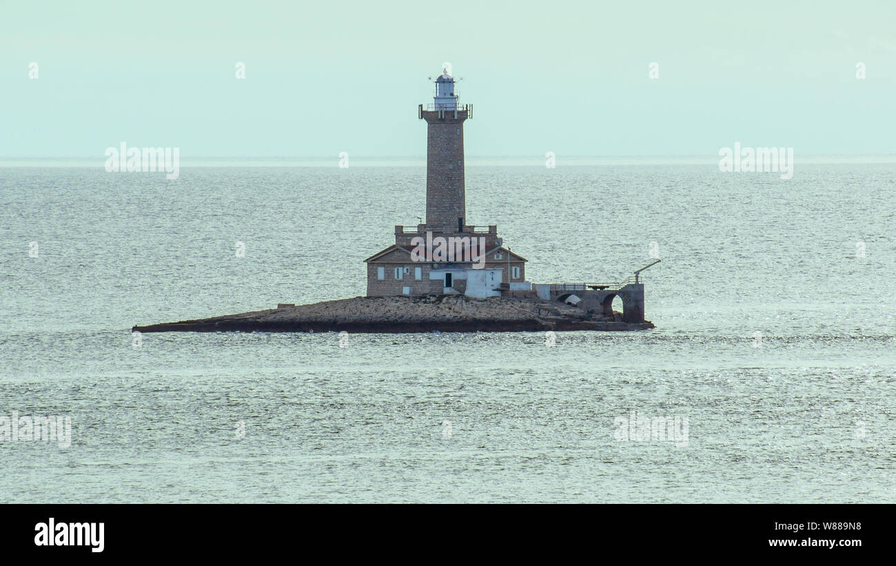 Brick Leuchtturm Porer Otocic aus der Istrischen Küste Stockfoto