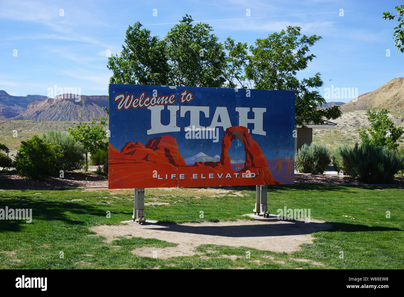 Willkommen in Utah Zeichen Stockfoto