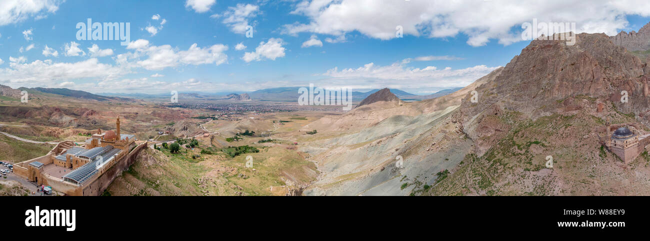 Luftaufnahme von ishak Pasha Palace ist ein halb-zerstörten Palast und administrative Komplex im Landkreis Dogubeyazit Agri Provinz der Türkei Stockfoto