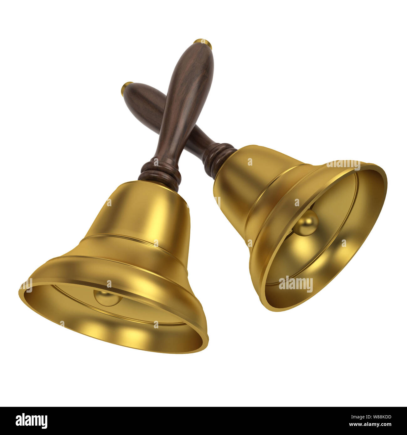 Zwei Glocken. 3d-Abbildung auf weißem Hintergrund Stockfoto