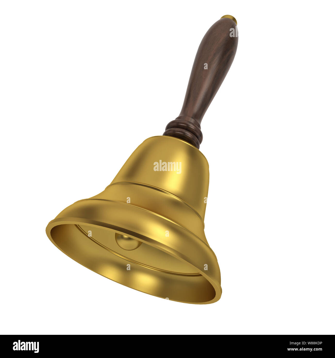 Bell mit goldenem Griff. 3d-Abbildung auf weißem Hintergrund Stockfoto