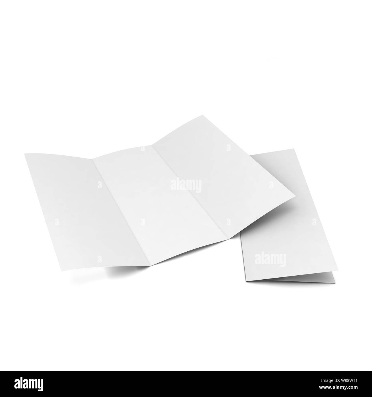 Leere Broschüre. 3d-Abbildung auf weißem Hintergrund Stockfoto