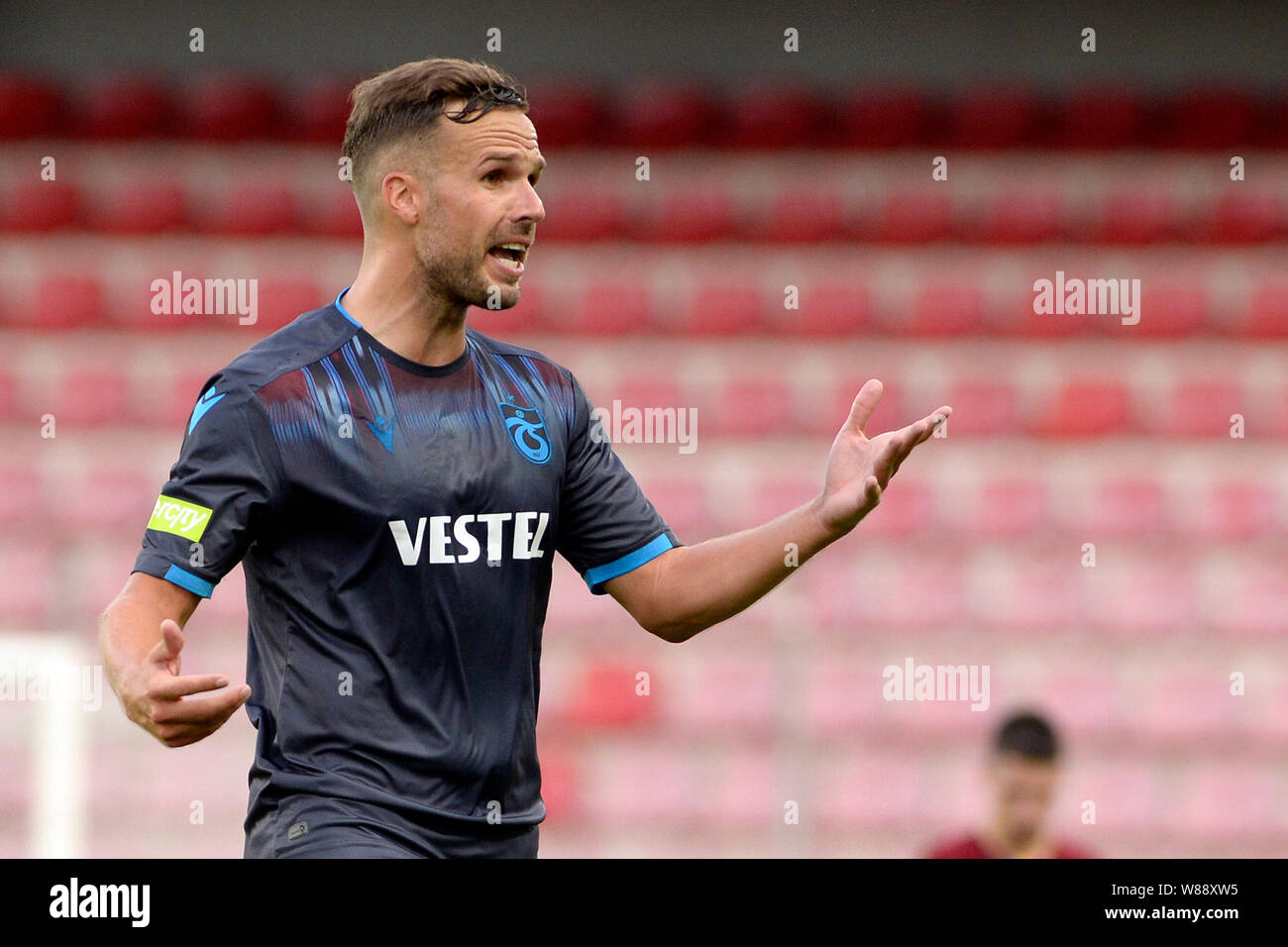 Prag, Tschechische Republik. 08 Aug, 2019. Der trabzonspor Filip Novak in Qualifier Match für Fußball Europa League: AC Sparta Praha vs Trabzonspor in Prag, Tschechische Republik, 8. August 2019. Credit: Katerina Sulova/CTK Photo/Alamy leben Nachrichten Stockfoto