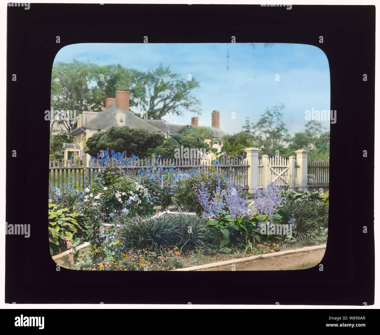 Sylvester Manor, Cornelia Horsford Haus, Shelter Island, New York. Flower Garden Stockfoto