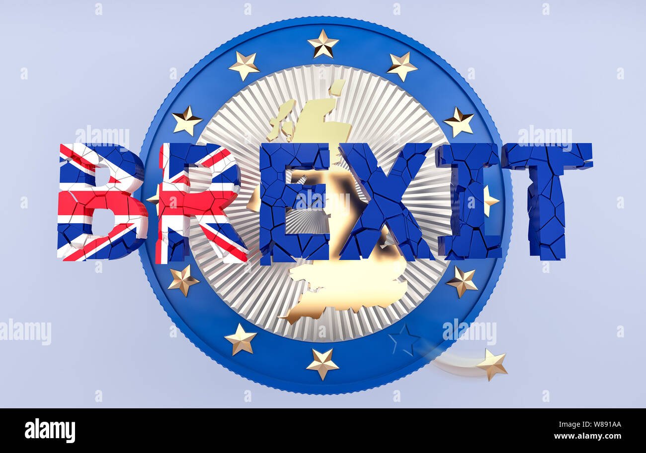 BREXIT-UK aus der Europäischen Union - 3D-Rendering Stockfoto