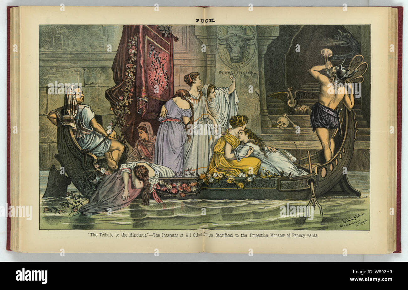 Der Tribut an den Minotaurus - die Interessen aller anderen Staaten zum Schutz Monster von Pennsylvania/Gillam geopfert mit Entschuldigungen zu A. Gendron. Stockfoto