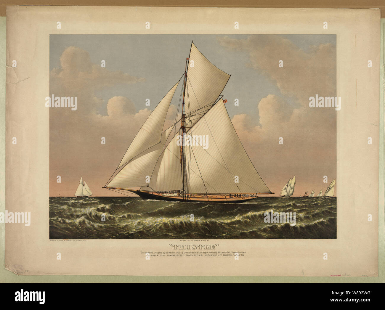 Distel: cutter Yacht, entworfen von G.L. Watson. gebaut von D.W. Henderson & Co. in Glasgow. von Herrn James Bell, Glasgow Schottland im Besitz Stockfoto