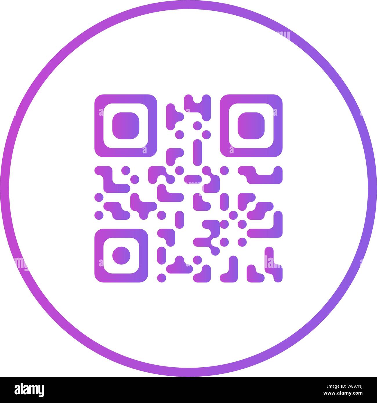 Blau QR-Code scannen Vektor Symbol oder Design Logo in dünne Linie Stil auf dunklem Hintergrund Stock Vektor