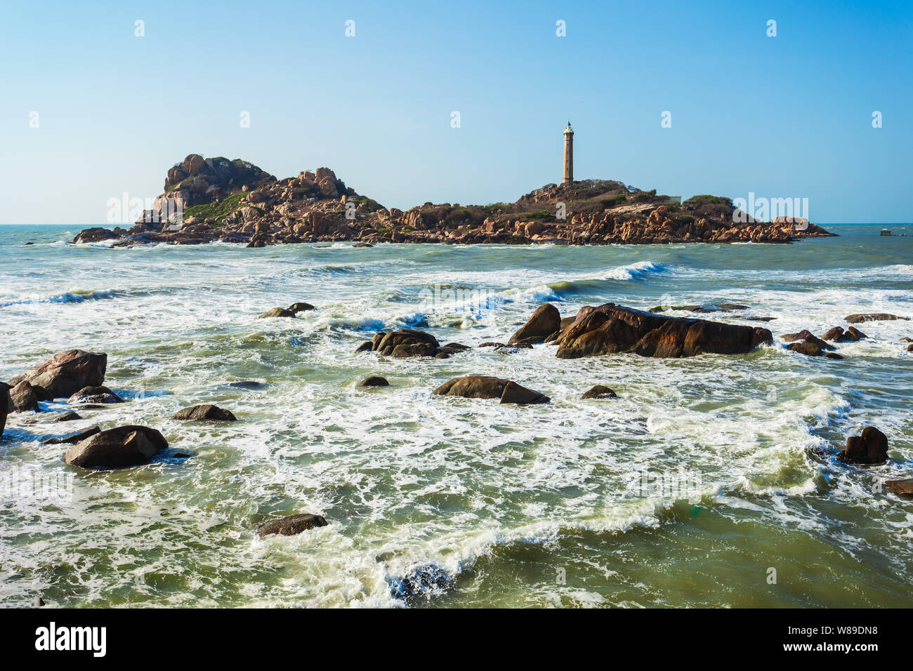 Ke Ga Leuchtturm und Schönheit Felsen in der Nähe von Mui Ne oder Phan Thiet Stadt in Vietnam. Stockfoto