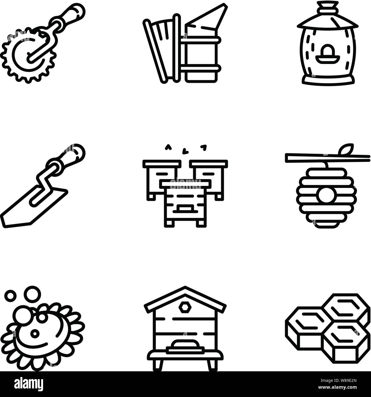 Natürlicher Honig Icon Set. Umrisse Set aus 9 natürlichen Honig Vector Icons für Web Design auf weißem Hintergrund Stock Vektor