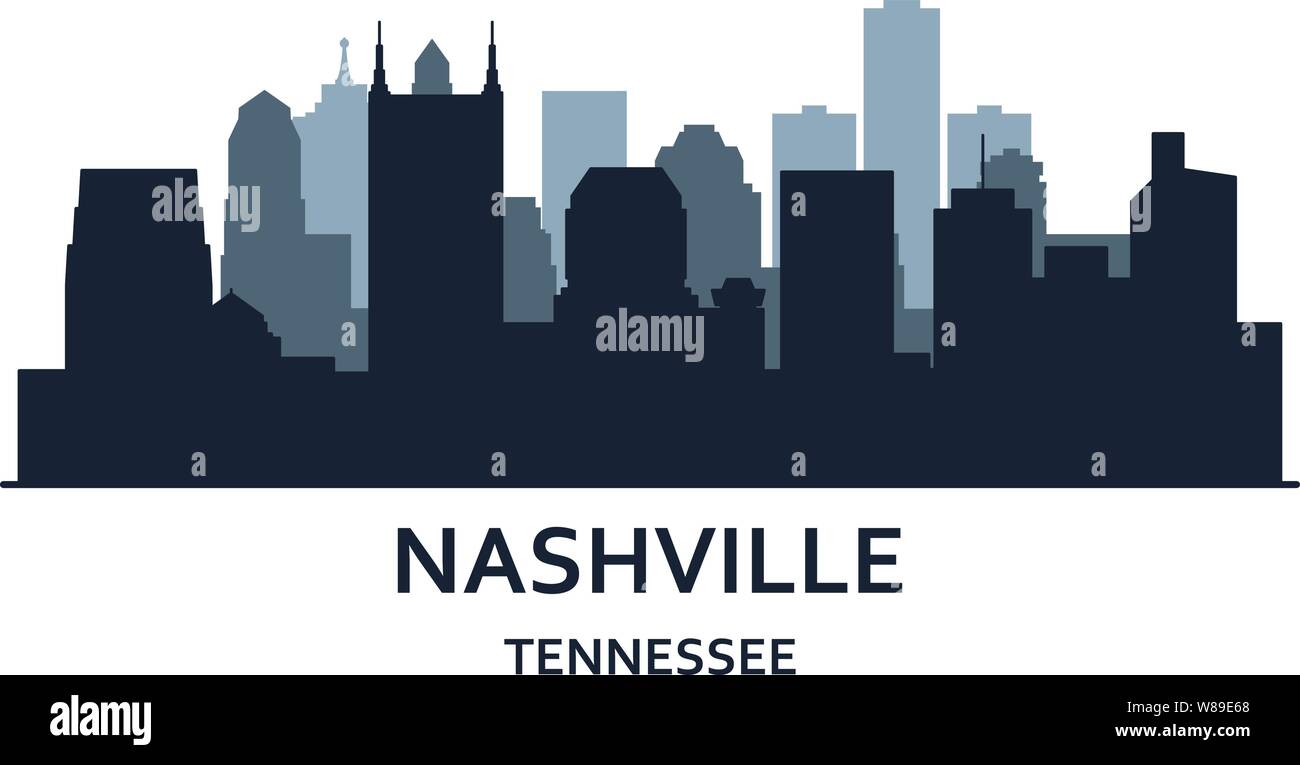 Silhouette der Stadt Nashville, Tennessee - stadtbild von Nashville, Skyline von Downtown Stock Vektor