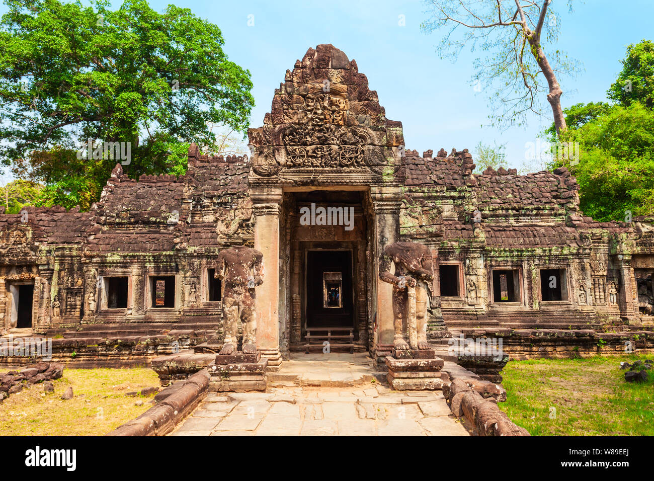Preah Khan ist ein Tempel in Angkor in Kambodscha. Preah Khan liegt nordöstlich von Angkor Thom Tempel entfernt. Stockfoto