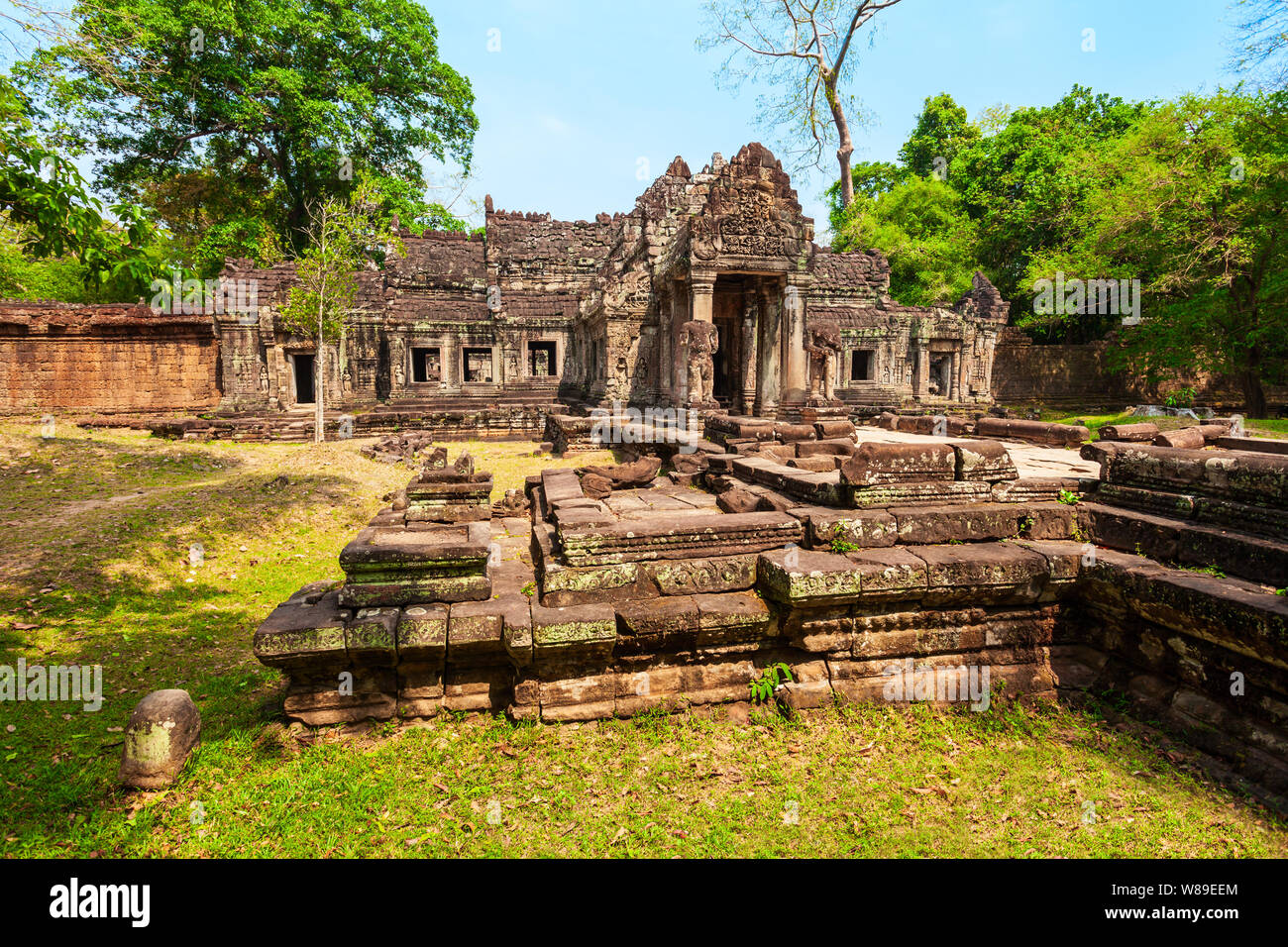 Preah Khan ist ein Tempel in Angkor in Kambodscha. Preah Khan liegt nordöstlich von Angkor Thom Tempel entfernt. Stockfoto