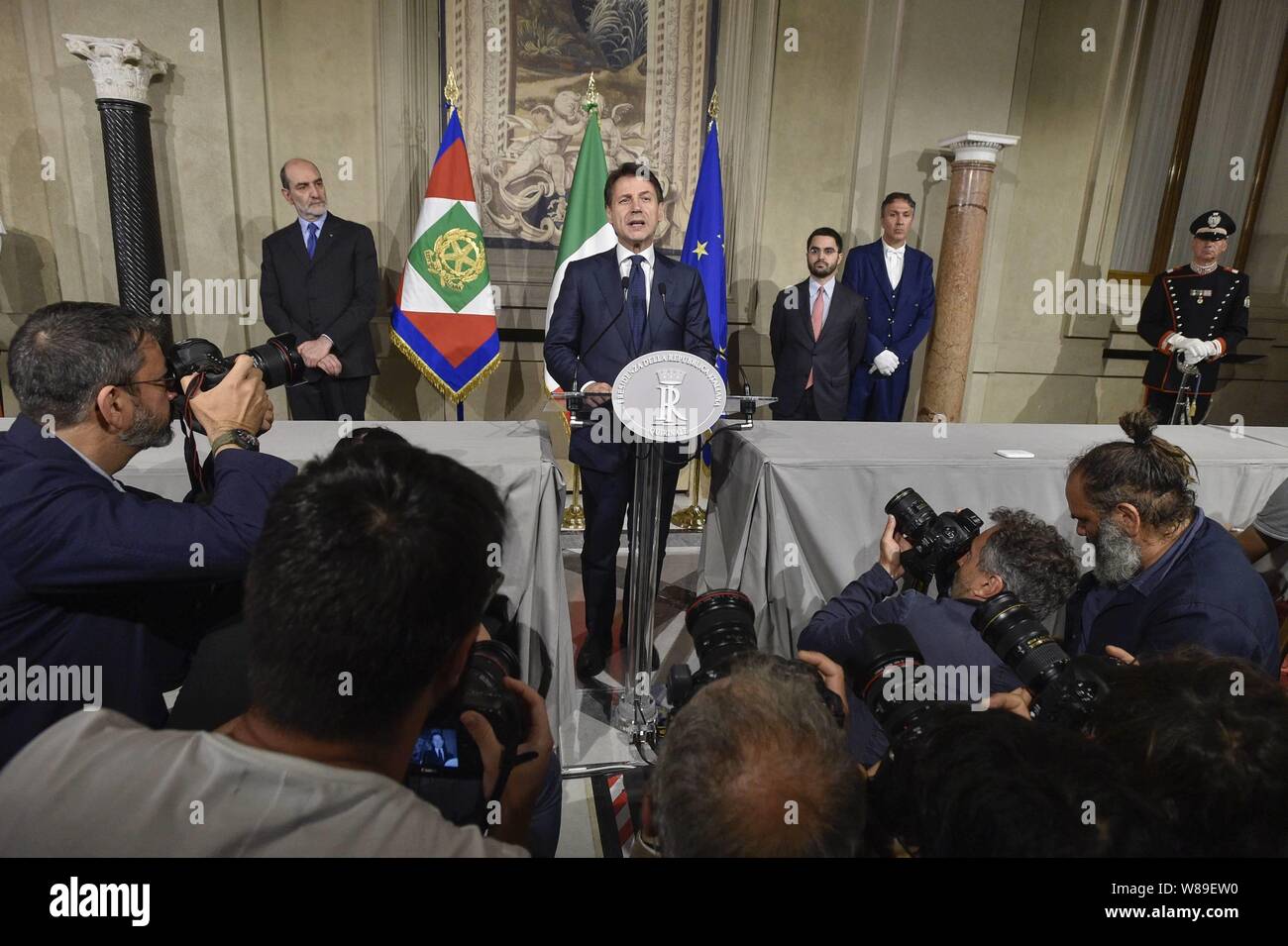 Rom, Palazzo del Quirinale dargestellt: Giuseppe Conte (Morandi/Tre/IPA/Fotogramma, Rom - 2018-05-31) ps das Foto kann in Bezug auf den Kontext, in dem es aufgenommen wurde verwendet werden, und ohne beleidigende Absicht der Dekoration der Menschen vertreten (Morandi/Tre/IPA/Fotogramma, Foto Repertoire - 2019-08-08) p.s. La foto e 'utilizzabile nel rispetto del contesto in Cui e' Stata scattata, e senza intento diffamatorio del decoro delle Persone rappresentate Stockfoto