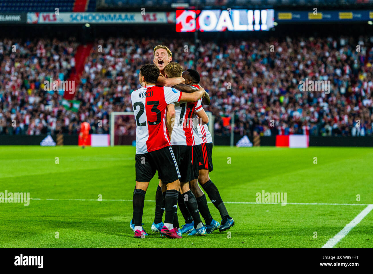 07 august 2019 Rotterdam, Niederlande Fußball UEFA Europa League Feyenoord-Dinamo Tiflis 08-08-2019: Voetbal: Feyenoord gegen Dynamo Tblisi: Rotterdam L-R 4-0 Feyenoord UEFA Europa League Dritte Qualifikationsrunde, 1. Etappe 2019/2020 Stockfoto