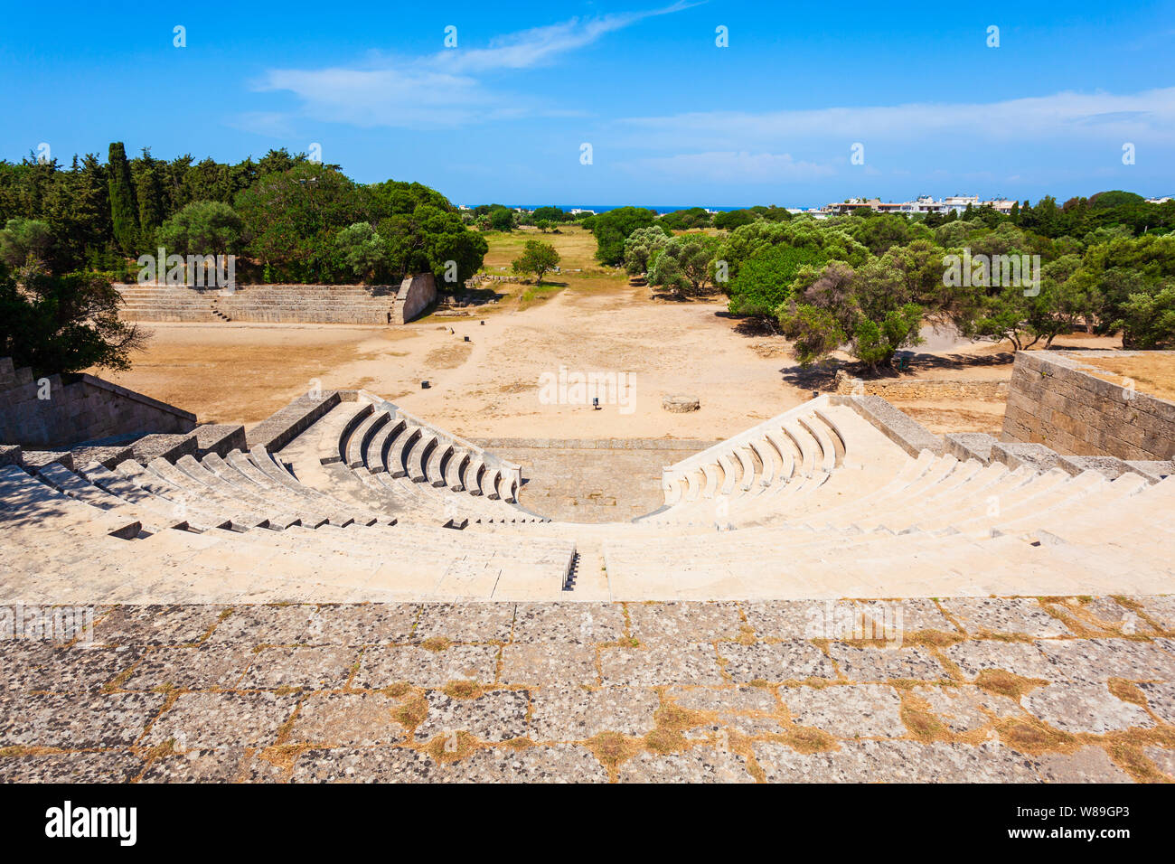 Akropolis antike Stadion in Rhodos Stadt auf der Insel Rhodos in Griechenland Stockfoto