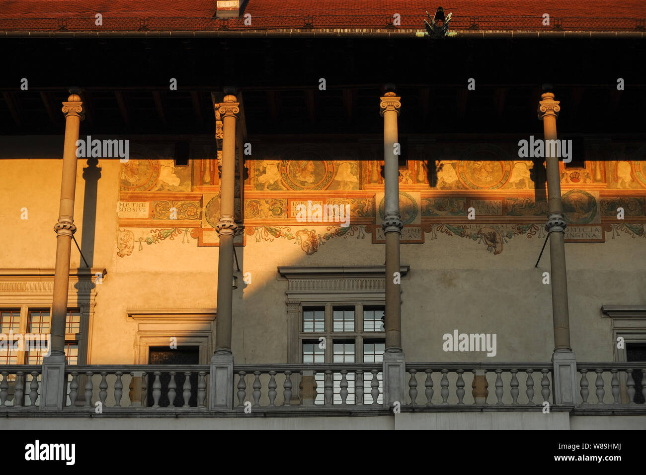 Renaissance Innenhof der Gotik Renaissance Königsschloss Wawel in Krakau Altstadt aufgeführt von der UNESCO zum Weltkulturerbe in Krakau, Polen. September 1. Stockfoto