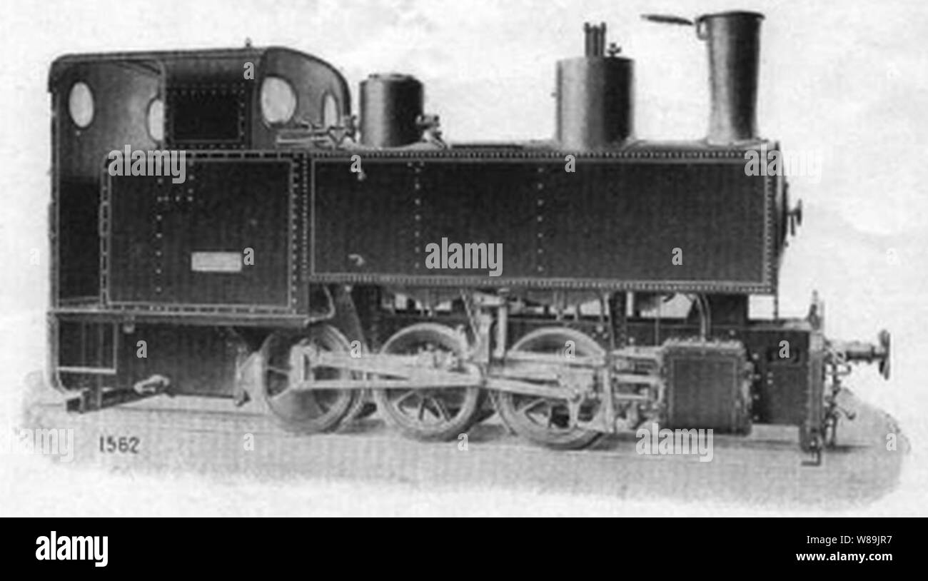Decauville Lokomotiven de 13 t et 15 t ein vide voie de 1 Meter (Abb. N° 1562 Katalog N° 132). Stockfoto
