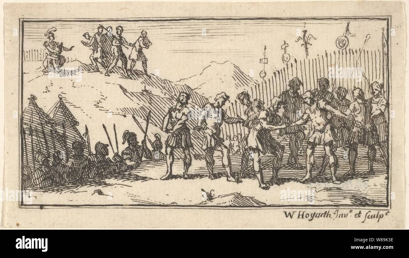 Dezimierung von William Hogarth (Beaver des römischen Militärs Strafen, Kapitel 4, 1725). Stockfoto
