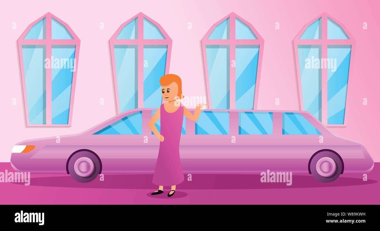 Rosa limousine Konzept Banner. Cartoon Illustration von rosa Limousine vektor Konzept Banner für Web Design Stock Vektor