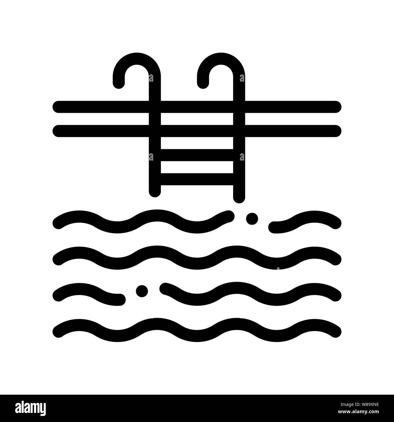 Wasser Schwimmbad Vektor Zeichen dünne Linie Symbol Stock Vektor