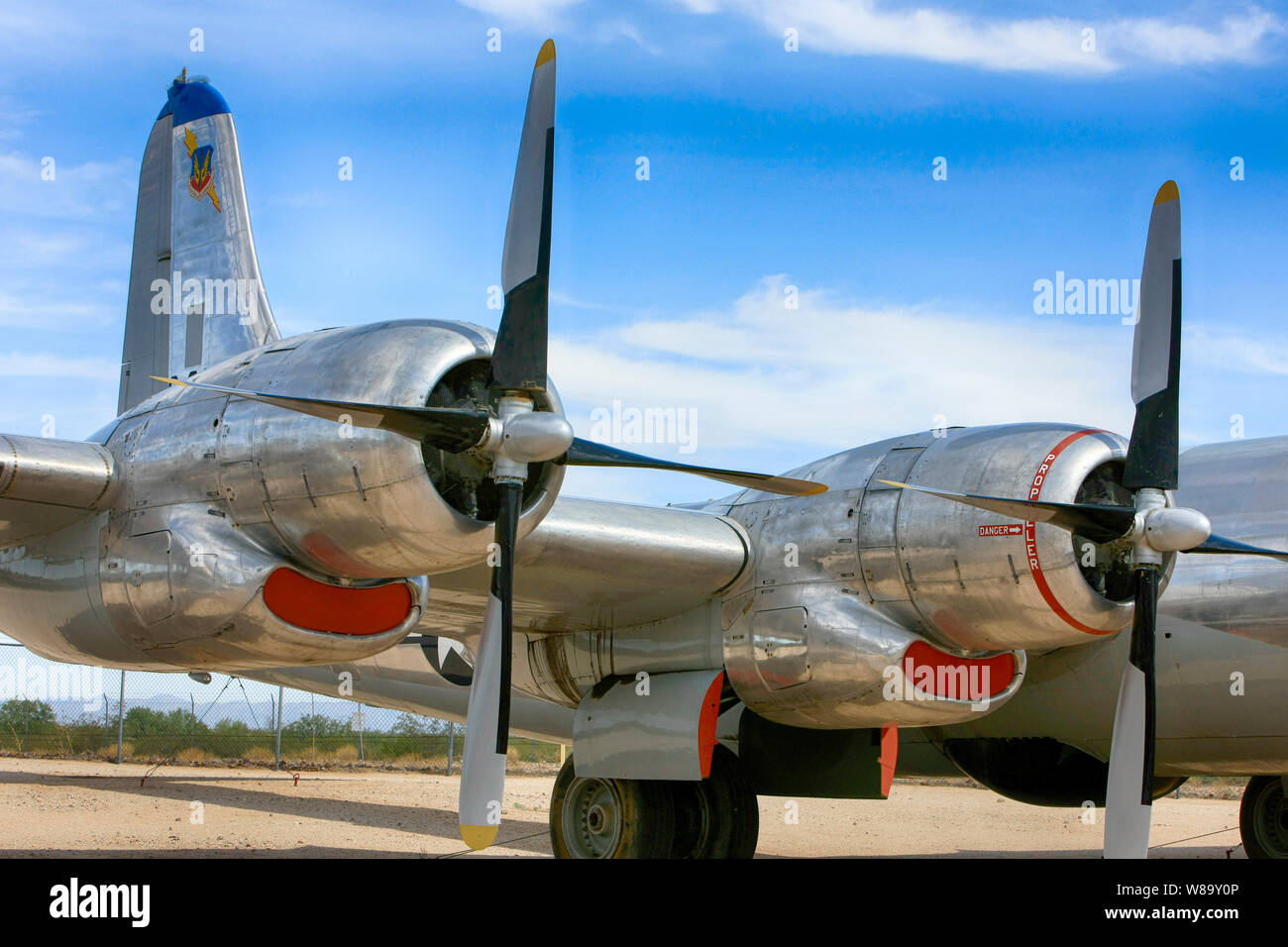 Pratt & Whitney R -4360 Sternmotoren mit einer Boeing KB-50 J Superfortress Strategischer Bomber der Post-WW2 Stockfoto