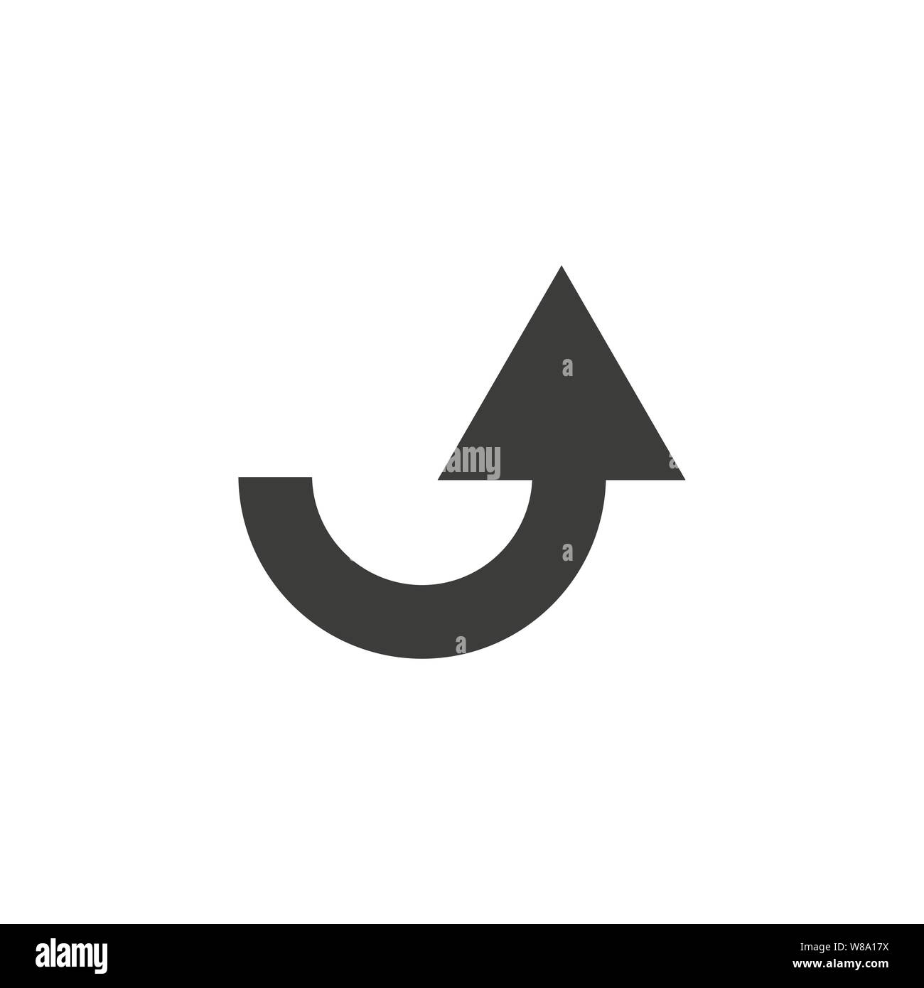 Gebogene Pfeil nach oben Vektor icon. gefüllt Flachbild Zeichen für mobile Konzept und Webdesign. Upload Pfeil glyph Icon. Symbol, Logo Illustration. Pixel Perfect vec Stock Vektor