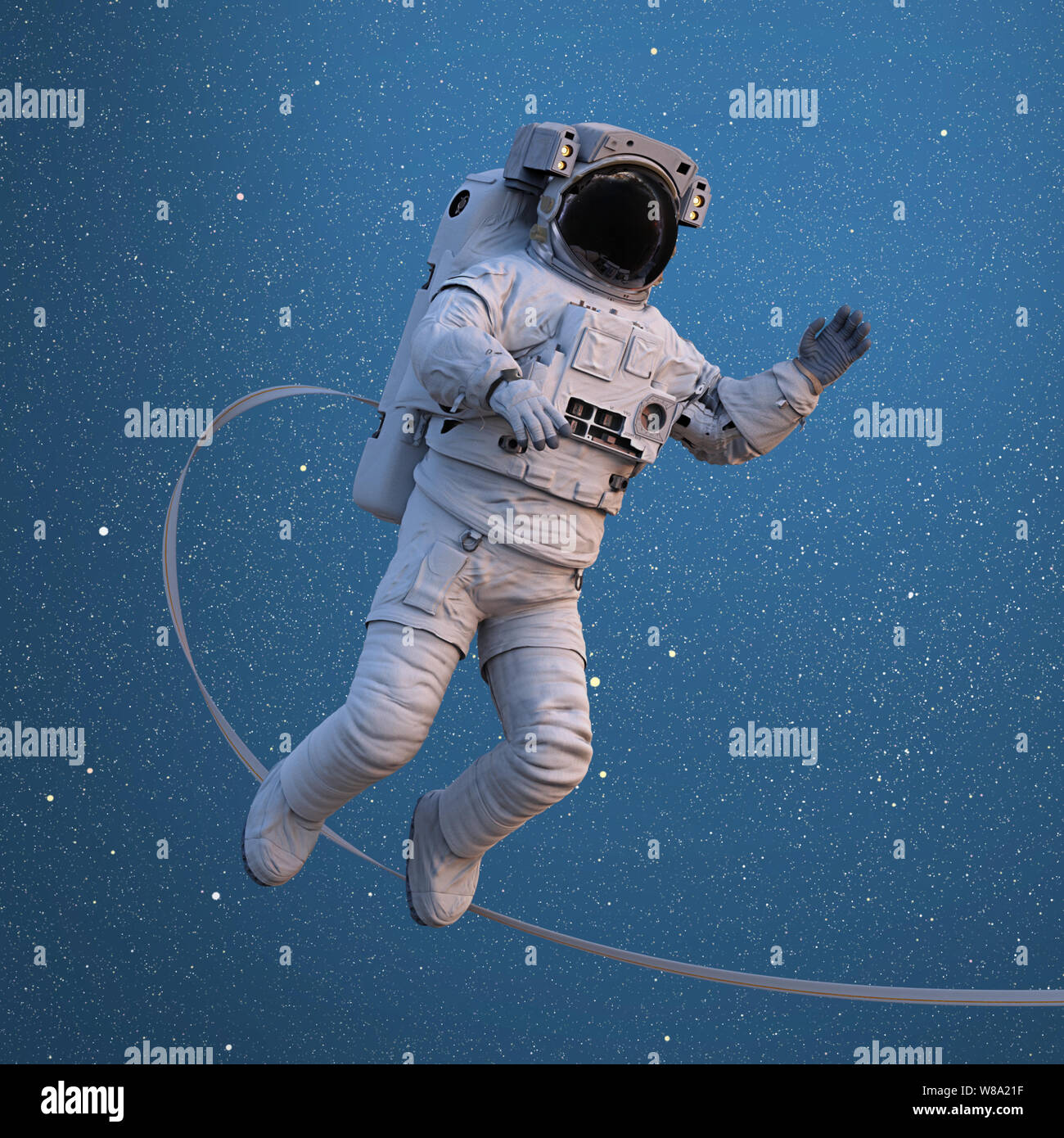 Schwebende Astronauten im Weltraum Stockfoto