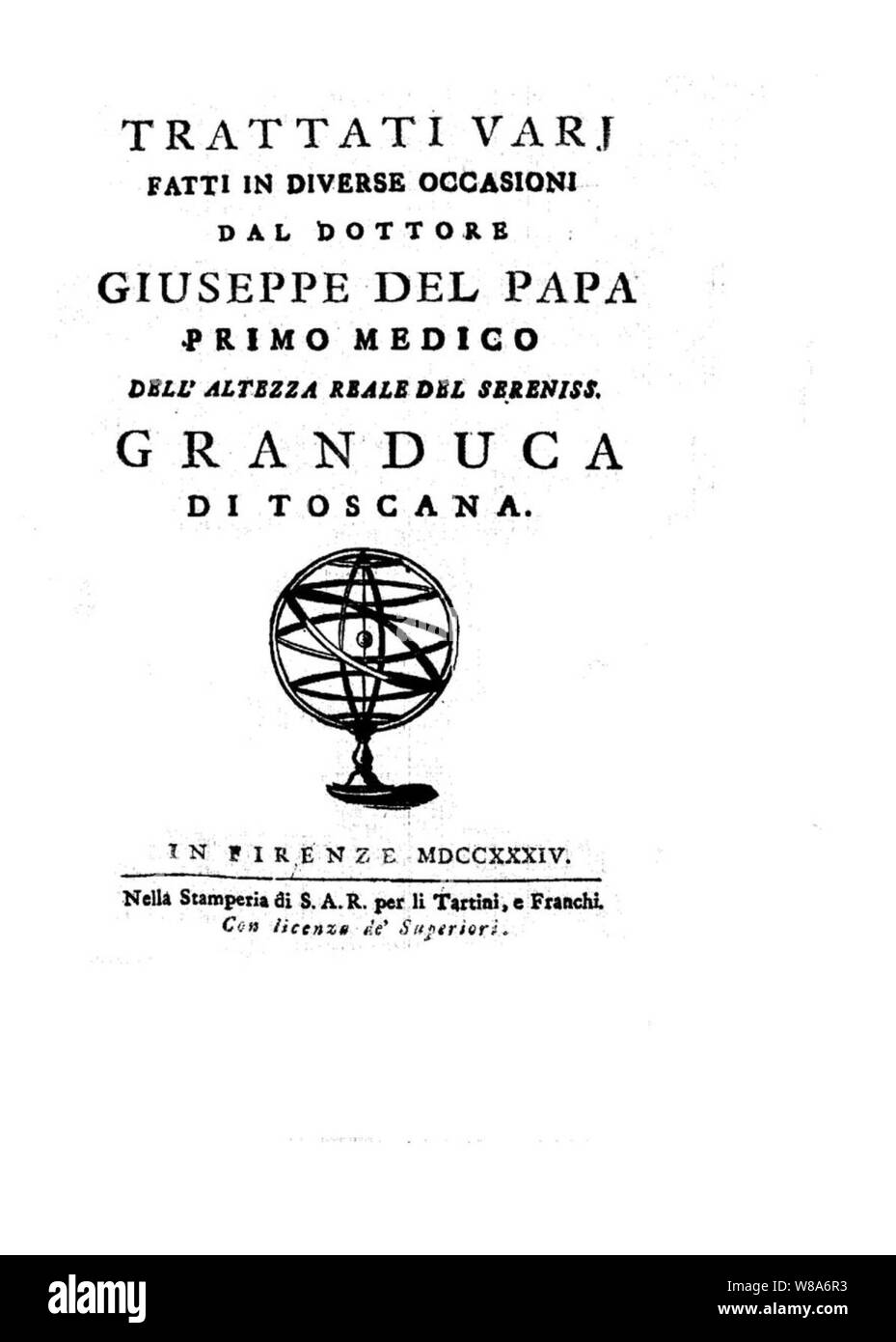 Del Papa - Opere, 1734 - 1283559. Stockfoto