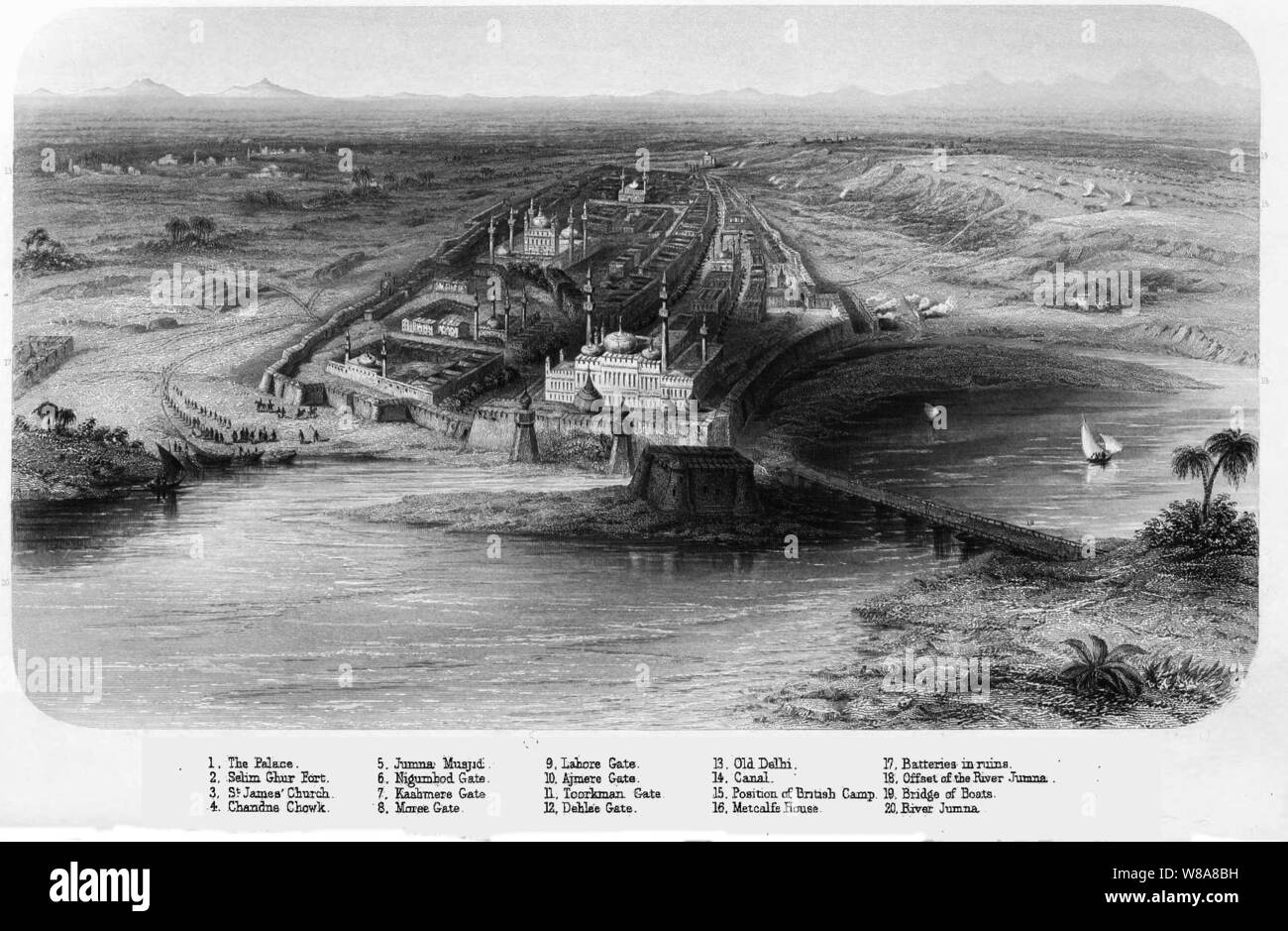 Delhi Panorama 1857. Stockfoto