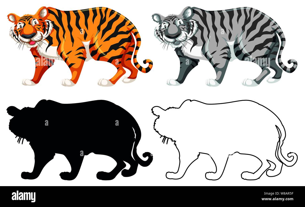 Silhouette, Farbe und Kontur version Abbildung Stock Vektor