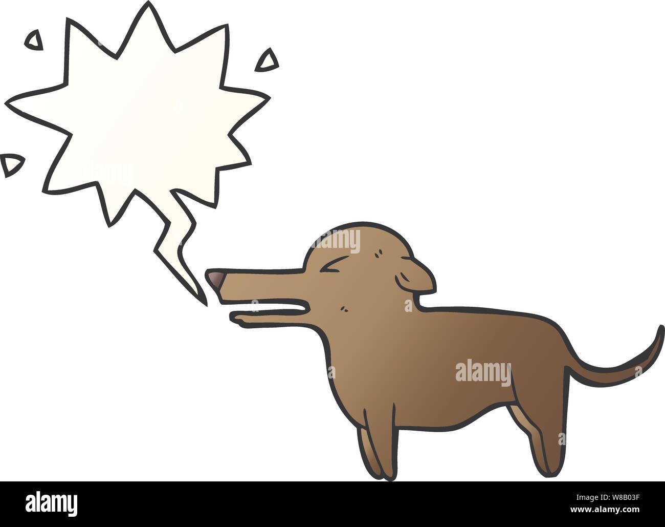 Cartoon Hund mit Sprechblase in glatten Farbverlauf Stock Vektor
